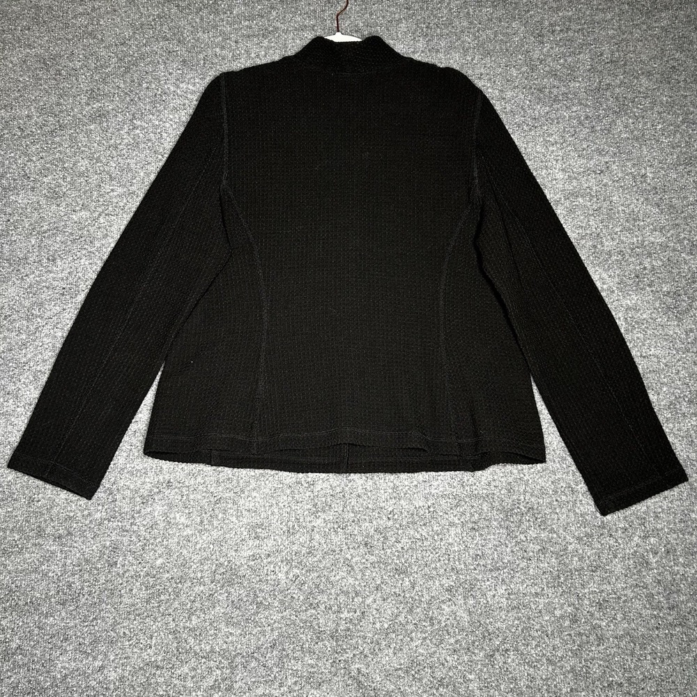 Eileen Fisher Waffle Knit Cardigan Jacket Size Xl Black - Picture 2 of 7